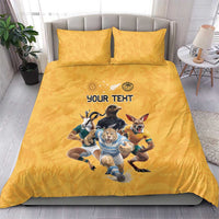 Custom Rugby Southern Hemisphere Bedding Set Argentina AUNZ South Africa Mascot Gold - Polynesian Pride