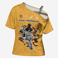 Custom Rugby Southern Hemisphere Cross Shoulder Shirt Argentina AUNZ South Africa Mascot Gold - Polynesian Pride