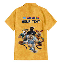 Custom Rugby Southern Hemisphere Family Matching Mermaid Dress and Hawaiian Shirt Argentina AUNZ South Africa Mascot Gold - Polynesian Pride