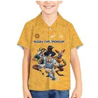 Custom Rugby Southern Hemisphere Family Matching Mermaid Dress and Hawaiian Shirt Argentina AUNZ South Africa Mascot Gold - Polynesian Pride