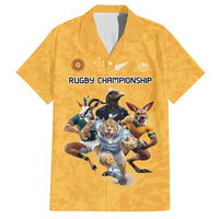 Custom Rugby Southern Hemisphere Family Matching Tank Maxi Dress and Hawaiian Shirt Argentina AUNZ South Africa Mascot Gold - Polynesian Pride