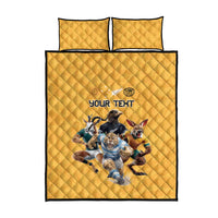 Custom Rugby Southern Hemisphere Quilt Bed Set Argentina AUNZ South Africa Mascot Gold - Polynesian Pride