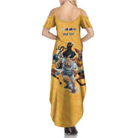 Custom Rugby Southern Hemisphere Summer Maxi Dress Argentina AUNZ South Africa Mascot Gold LT9 - Polynesian Pride