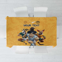 Custom Rugby Southern Hemisphere Tablecloth Argentina AUNZ South Africa Mascot Gold - Polynesian Pride