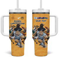 Custom Rugby Southern Hemisphere Tumbler With Handle Argentina AUNZ South Africa Mascot Gold - Polynesian Pride
