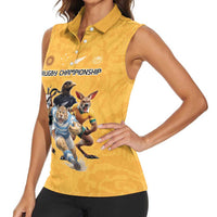 Custom Rugby Southern Hemisphere Women Sleeveless Polo Shirt Argentina AUNZ South Africa Mascot Gold - Polynesian Pride