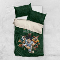 Custom Rugby Southern Hemisphere Bedding Set Argentina AUNZ South Africa Mascot Green - Polynesian Pride