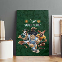 Custom Rugby Southern Hemisphere Canvas Wall Art Argentina AUNZ South Africa Mascot Green - Polynesian Pride
