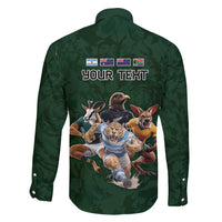 Custom Rugby Southern Hemisphere Family Matching Mermaid Dress and Hawaiian Shirt Argentina AUNZ South Africa Mascot Green - Polynesian Pride