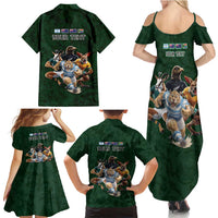 Custom Rugby Southern Hemisphere Family Matching Summer Maxi Dress and Hawaiian Shirt Argentina AUNZ South Africa Mascot Green - Polynesian Pride