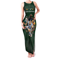 Custom Rugby Southern Hemisphere Family Matching Tank Maxi Dress and Hawaiian Shirt Argentina AUNZ South Africa Mascot Green - Polynesian Pride