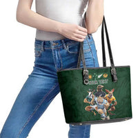 Custom Rugby Southern Hemisphere Leather Tote Bag Argentina AUNZ South Africa Mascot Green - Polynesian Pride