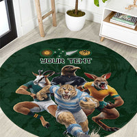 Custom Rugby Southern Hemisphere Round Carpet Argentina AUNZ South Africa Mascot Green - Polynesian Pride