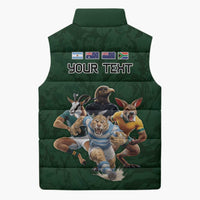 Custom Rugby Southern Hemisphere Sleeveless Puffer Jacket Argentina AUNZ South Africa Mascot Green - Polynesian Pride
