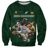 Custom Rugby Southern Hemisphere Sweatshirt Argentina AUNZ South Africa Mascot Green - Polynesian Pride