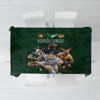 Custom Rugby Southern Hemisphere Tablecloth Argentina AUNZ South Africa Mascot Green - Polynesian Pride