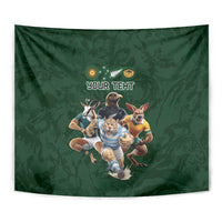 Custom Rugby Southern Hemisphere Tapestry Argentina AUNZ South Africa Mascot Green - Polynesian Pride