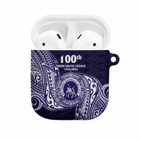 Tonga Queen Salote College 100th Years AirPods Case Est 1926 Tongan Ngatu Tapa LT9 Blue - Polynesian Pride