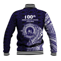 Tonga Queen Salote College 100th Years Baseball Jacket Est 1926 Tongan Ngatu Tapa - Polynesian Pride