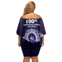 Tonga Queen Salote College 100th Years Family Matching Off Shoulder Short Dress and Hawaiian Shirt Est 1926 Tongan Ngatu Tapa - Polynesian Pride