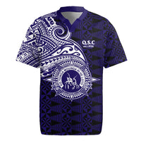 Tonga Queen Salote College 100th Years Rugby Jersey Est 1926 Tongan Ngatu Tapa LT9 Blue - Polynesian Pride