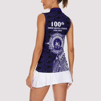 Tonga Queen Salote College 100th Years Women Sleeveless Polo Shirt Est 1926 Tongan Ngatu Tapa - Polynesian Pride