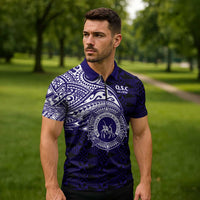 Tonga Queen Salote College 100th Years Zipper Polo Shirt Est 1926 Tongan Ngatu Tapa - Polynesian Pride