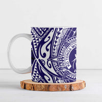 Tonga Queen Salote College 100th Years Ceramic Mug Blue Tonga Kupesi Uniquely Pacific Art - Polynesian Pride