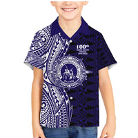 Tonga Queen Salote College 100th Years Family Matching Mermaid Dress and Hawaiian Shirt Blue Tonga Kupesi Uniquely Pacific Art - Polynesian Pride