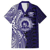 Tonga Queen Salote College 100th Years Family Matching Off Shoulder Maxi Dress and Hawaiian Shirt Blue Tonga Kupesi Uniquely Pacific Art - Polynesian Pride
