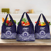 Tonga Queen Salote College 100th Years Grocery Bag Blue Tonga Kupesi Uniquely Pacific Art - Polynesian Pride