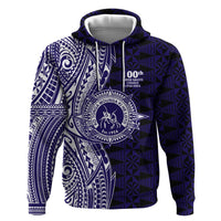 Tonga Queen Salote College 100th Years Hoodie Blue Tonga Kupesi Uniquely Pacific Art - Polynesian Pride