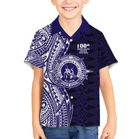 Tonga Queen Salote College 100th Years Kid Hawaiian Shirt Blue Tonga Kupesi Uniquely Pacific Art - Polynesian Pride
