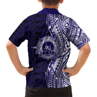 Tonga Queen Salote College 100th Years Kid Hawaiian Shirt Blue Tonga Kupesi Uniquely Pacific Art - Polynesian Pride