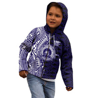 Tonga Queen Salote College 100th Years Kid Hoodie Blue Tonga Kupesi Uniquely Pacific Art - Polynesian Pride