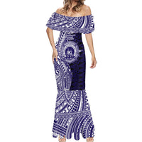 Tonga Queen Salote College 100th Years Mermaid Dress Blue Tonga Kupesi Uniquely Pacific Art - Polynesian Pride