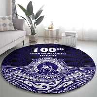 Tonga Queen Salote College 100th Years Round Carpet Blue Tonga Kupesi Uniquely Pacific Art - Polynesian Pride