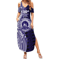 Tonga Queen Salote College 100th Years Summer Maxi Dress Blue Tonga Kupesi Uniquely Pacific Art - Polynesian Pride