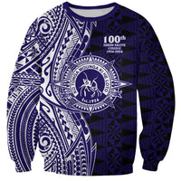 Tonga Queen Salote College 100th Years Sweatshirt Blue Tonga Kupesi Uniquely Pacific Art - Polynesian Pride