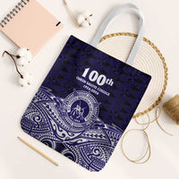 Tonga Queen Salote College 100th Years Tote Bag Blue Tonga Kupesi Uniquely Pacific Art - Polynesian Pride
