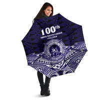 Tonga Queen Salote College 100th Years Umbrella Blue Tonga Kupesi Uniquely Pacific Art LT9 - Polynesian Pride