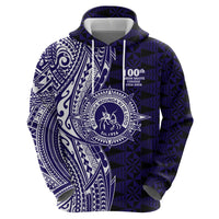 Tonga Queen Salote College 100th Years Zip Hoodie Blue Tonga Kupesi Uniquely Pacific Art - Polynesian Pride