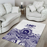 Tonga Queen Salote College 100th Years Area Rug White Tonga Kupesi Uniquely Pacific Art - Polynesian Pride