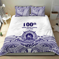 Tonga Queen Salote College 100th Years Bedding Set White Tonga Kupesi Uniquely Pacific Art - Polynesian Pride