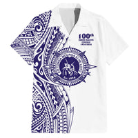 Tonga Queen Salote College 100th Years Family Matching Off The Shoulder Long Sleeve Dress and Hawaiian Shirt White Tonga Kupesi Uniquely Pacific Art - Polynesian Pride