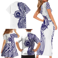 Tonga Queen Salote College 100th Years Family Matching Short Sleeve Bodycon Dress and Hawaiian Shirt White Tonga Kupesi Uniquely Pacific Art - Polynesian Pride