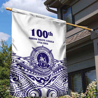 Tonga Queen Salote College 100th Years Garden Flag White Tonga Kupesi Uniquely Pacific Art - Polynesian Pride