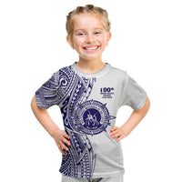Tonga Queen Salote College 100th Years Kid T Shirt White Tonga Kupesi Uniquely Pacific Art - Polynesian Pride