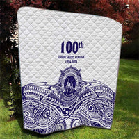 Tonga Queen Salote College 100th Years Quilt White Tonga Kupesi Uniquely Pacific Art - Polynesian Pride