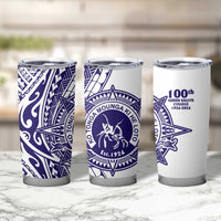 Tonga Queen Salote College 100th Years Tumbler Cup White Tonga Kupesi Uniquely Pacific Art - Polynesian Pride